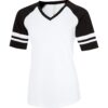 custom printed baseball tshirt with stripes custom printed sleeveless shirt ATC0822L - EUROSPUN RING SPUN BASEBALL LADIES' TEE