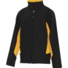 custom printed black yellow jacket coat Y7604 - COAL HARBOUR EVERYDAY COLOUR BLOCK SOFT SHELL YOUTH JACKET