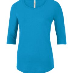 custom printed clothing apparel ATC8003L - EUROSPUN RING SPUN 3/4 SLEEVE LADIES TEE sapphire blue shirt