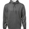 custom print add your personalize brand on apparel hoodie- F220 - PTECH FLEECE HOODED SWEATSHIRT charcoal grey