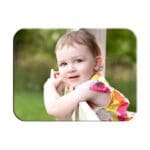 Custom printed Mouse pad with rounded corners showing toddler girl leaning on fence