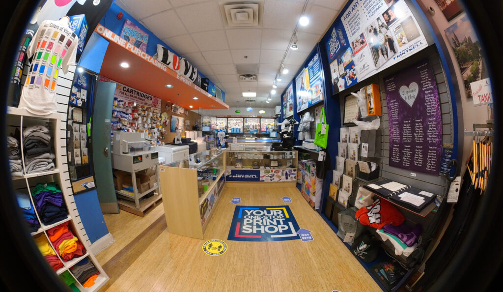 fisheye photo of Printwell Shop in St Laurent Shopping Centre in Ottawa, Ontario, Canada