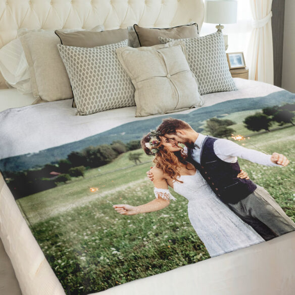 custom printed personalized blanket with wedding engagement photo- Epicolor Plush Photo Blanket