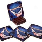 custom printed personalized coasters (4pack) with fashionable holding stand