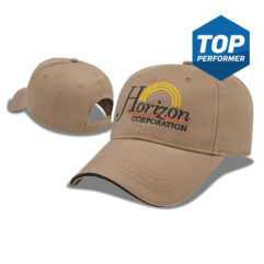 custom printed branded or personalized embroidered hat X200 - X-Value Structured Value Sandwich Cap - product image with khaki embroidery