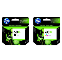 ~Brand New Original HP CC641WN / CC644WN HP 60XL Black Tri-Color High Yield Ink Cartridge Combo Pack