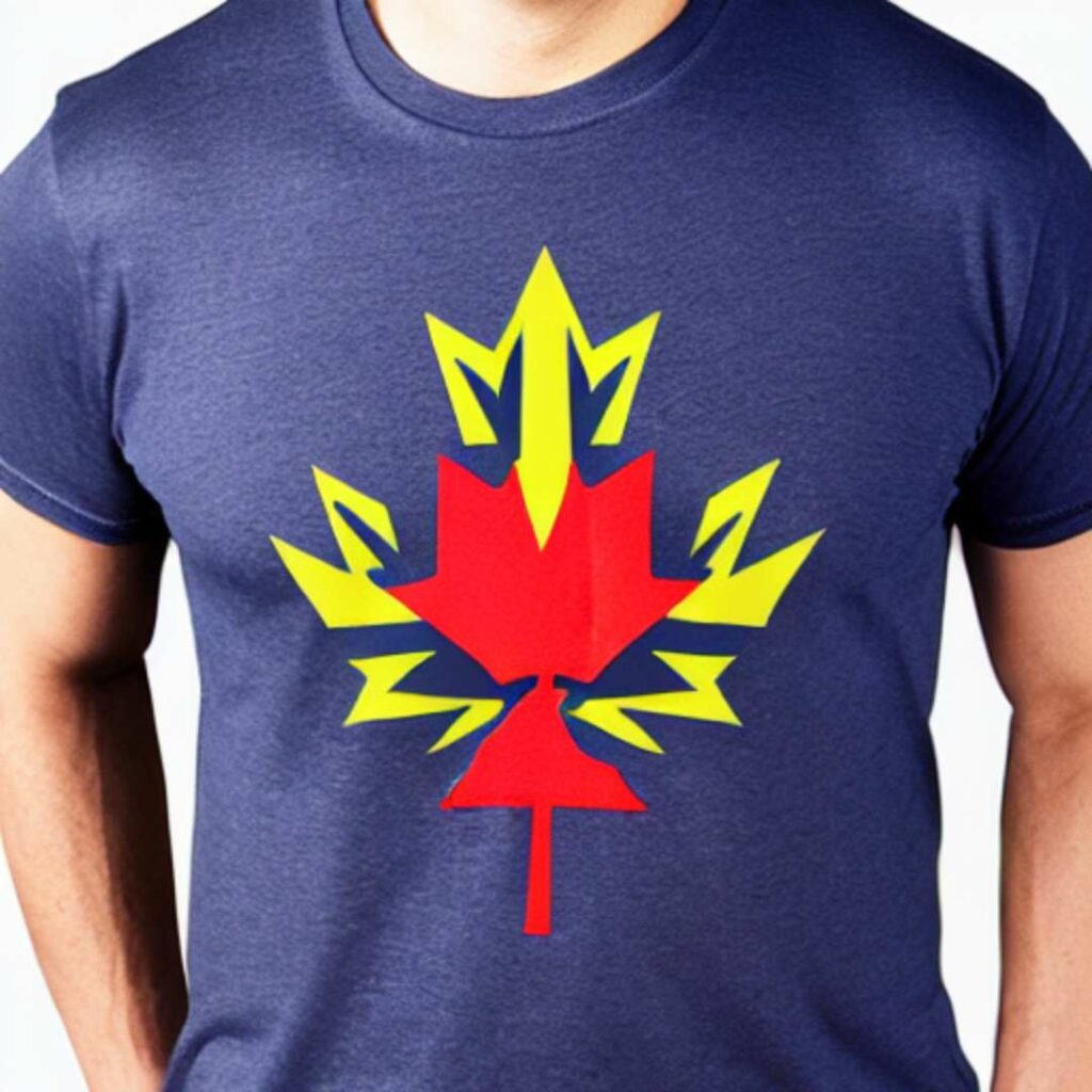 person wearing a custom tshirt with canadian flag inspired design in Ottawa designed by Printwell