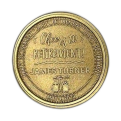 retirement commemorative milestone coin (brass, heads)