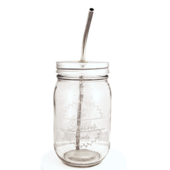 Mason Jar with Stainless Steel Straw