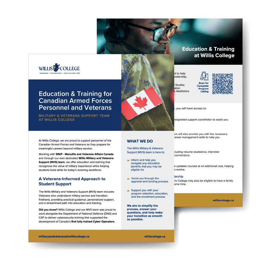 Willis College Education and Training Canadian Armed Forces Personnel and Veteran