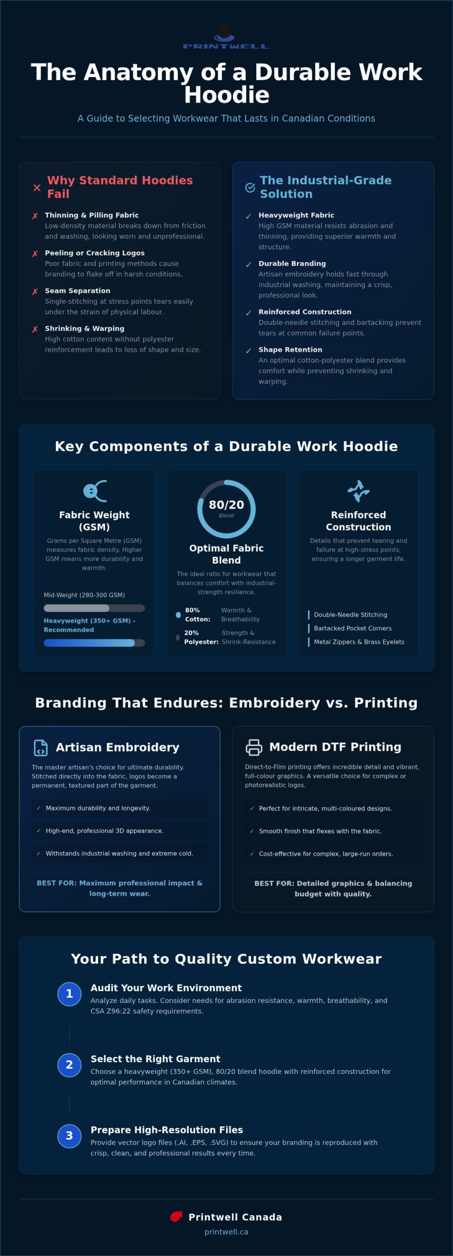 Printwell Durable Work Hoodies with Logo: The 2026 Canadian Professional Guide Durable Work Hoodies with Logo: The 2026 Canadian Professional Guide
